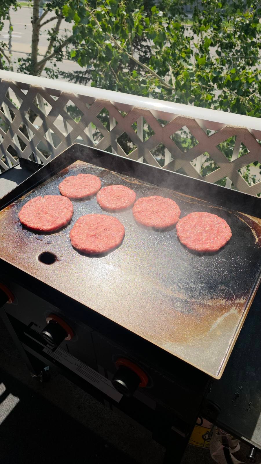 GDS Burger Company — patties cooking on the griddle